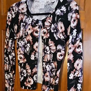 Cache Gray, Black and Rose Knit Top